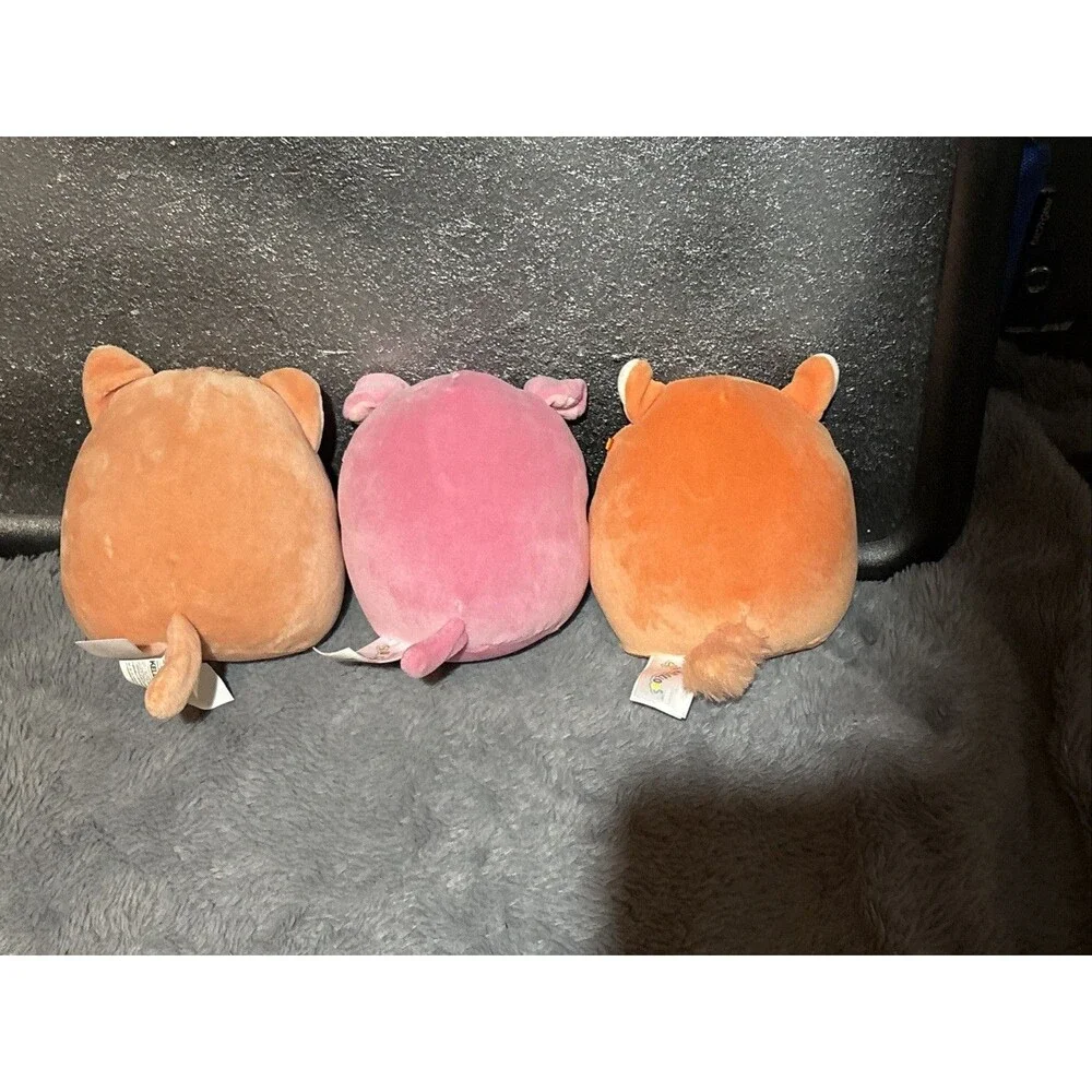Squishmallows Set of 3 Plush Toys Orange Tabby Cat Pink Cat Chinchilla Stuffies
